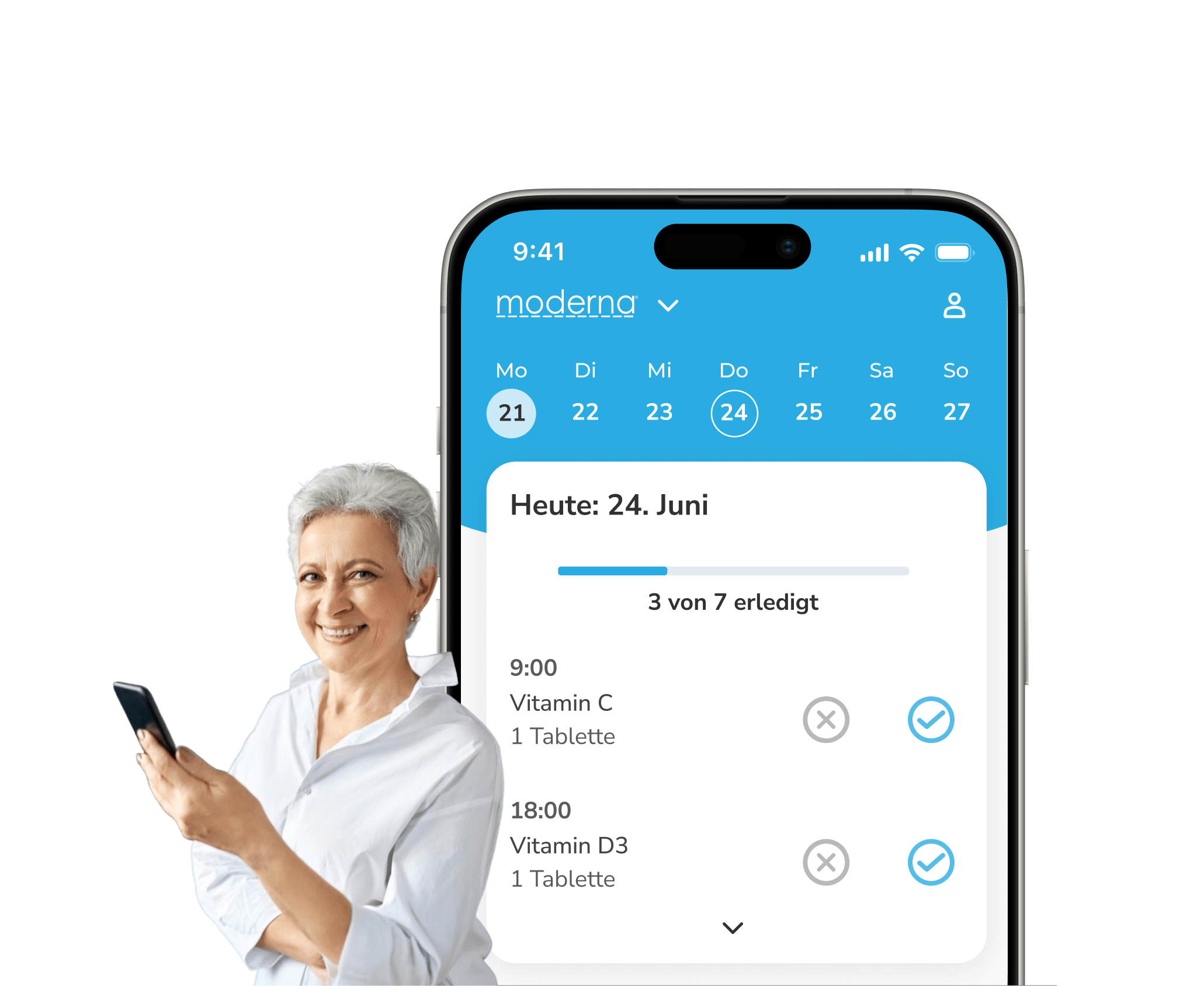 a phone showing the brite treatment space for mRESVIA from moderna