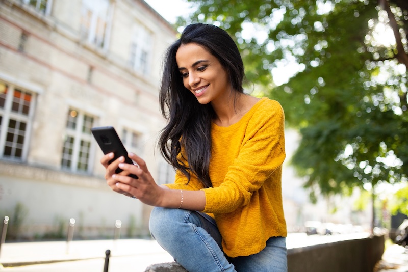 woman outside on phone