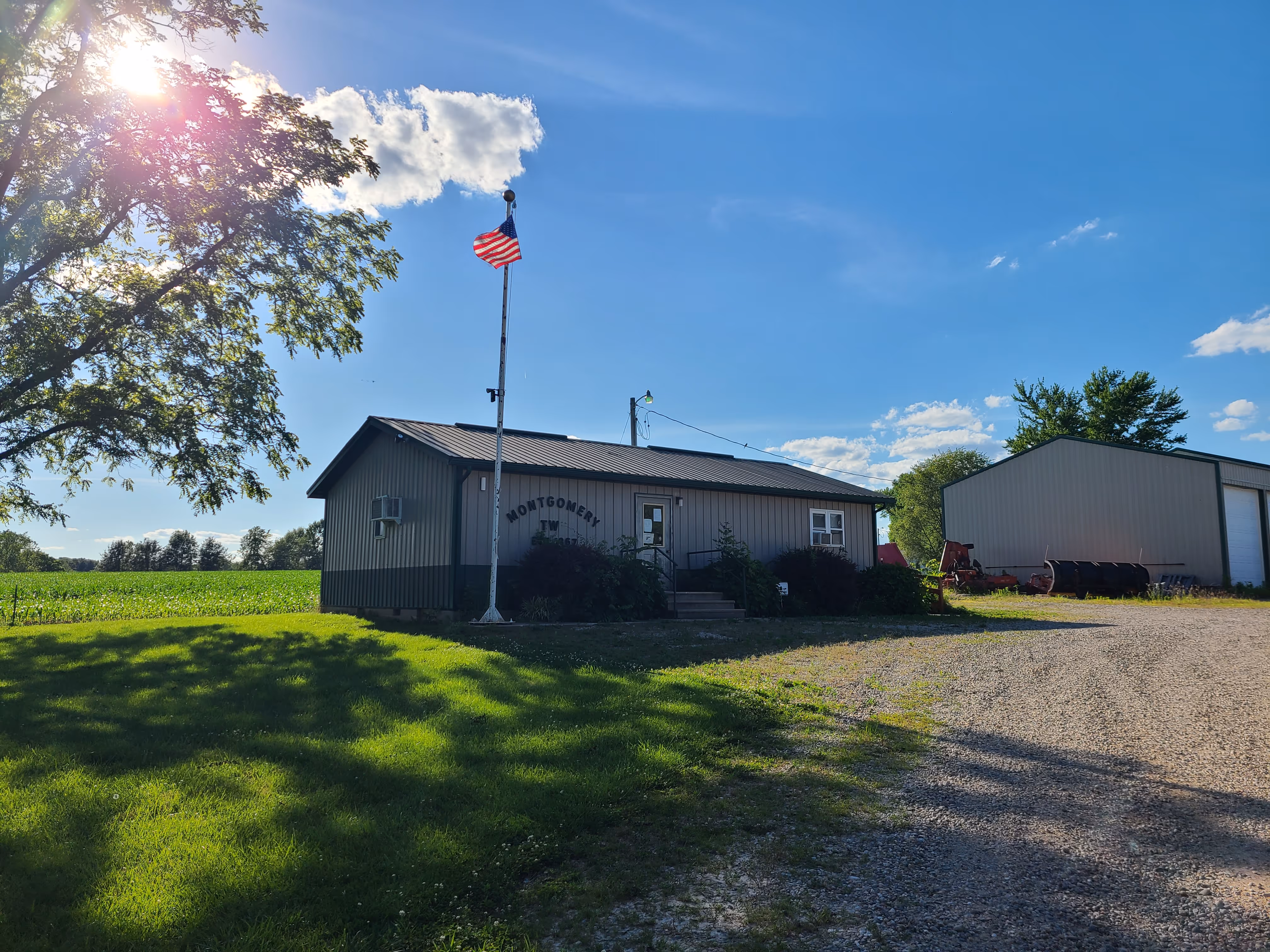 Montgomery Township building, located 20272 E 300th Ave. Flat Rock, IL 62427.