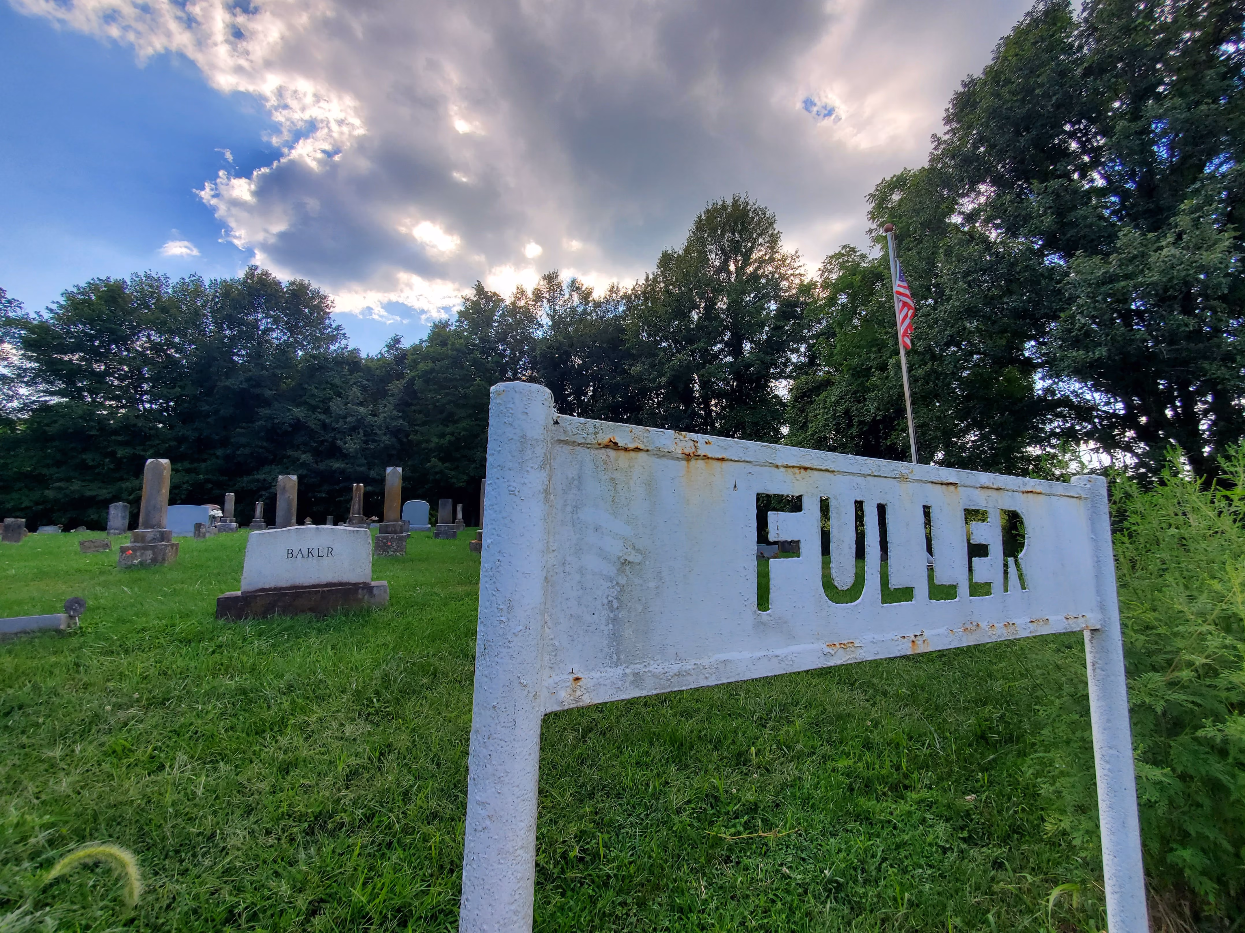 Photo of Fuller Cemetery sign.
