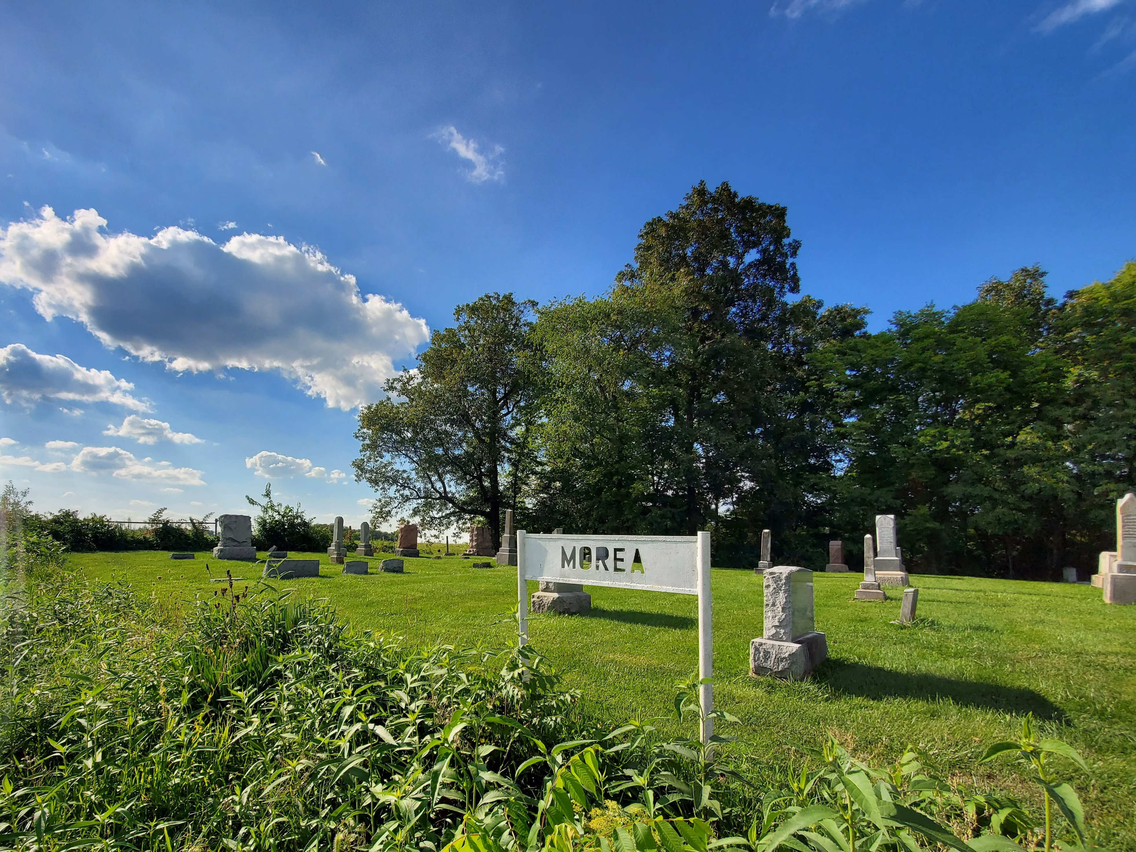 Photo of Morea Cemetery sign.