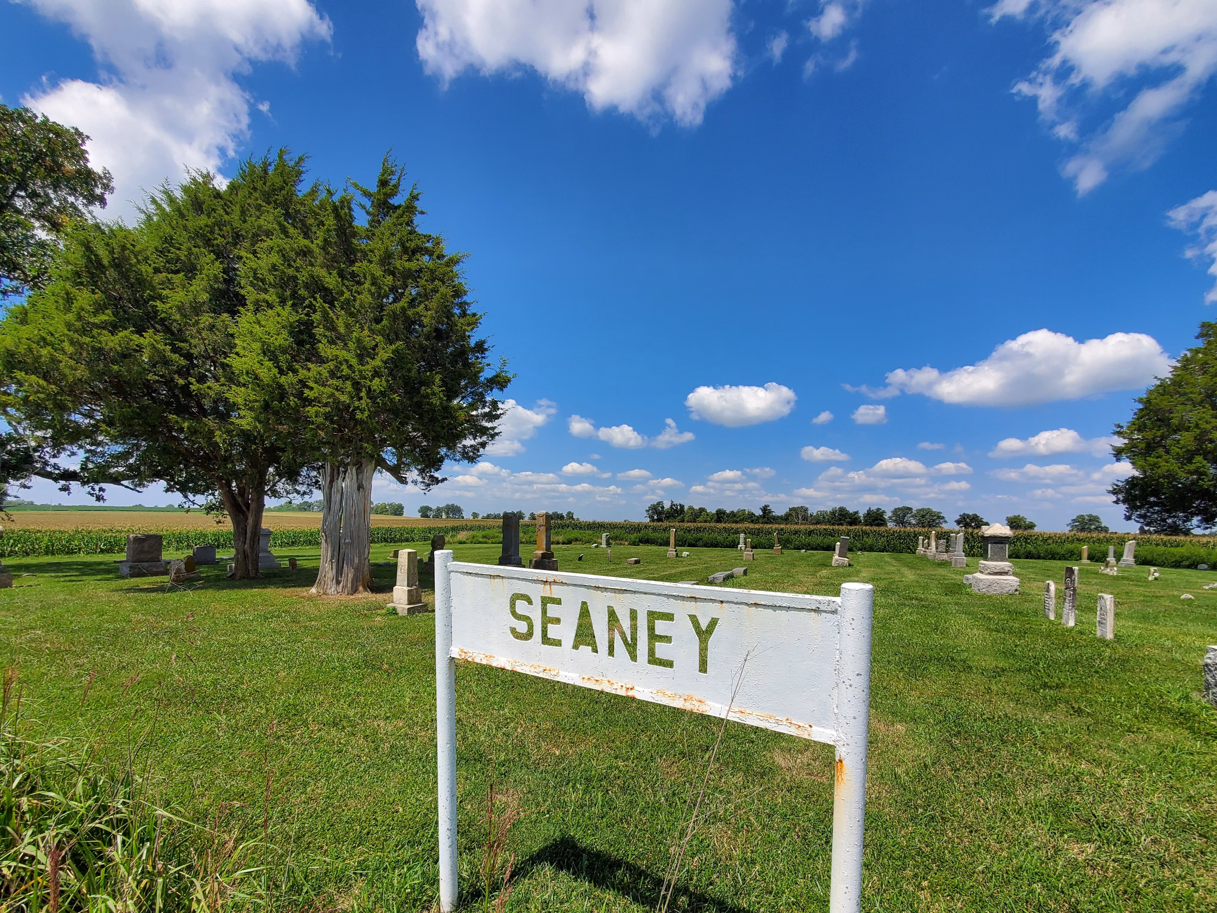 Photo of Seaney Cemetery sign.