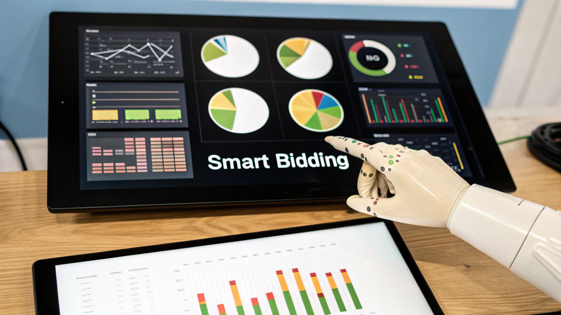 A visual representation of automated bidding strategies in Google Ads