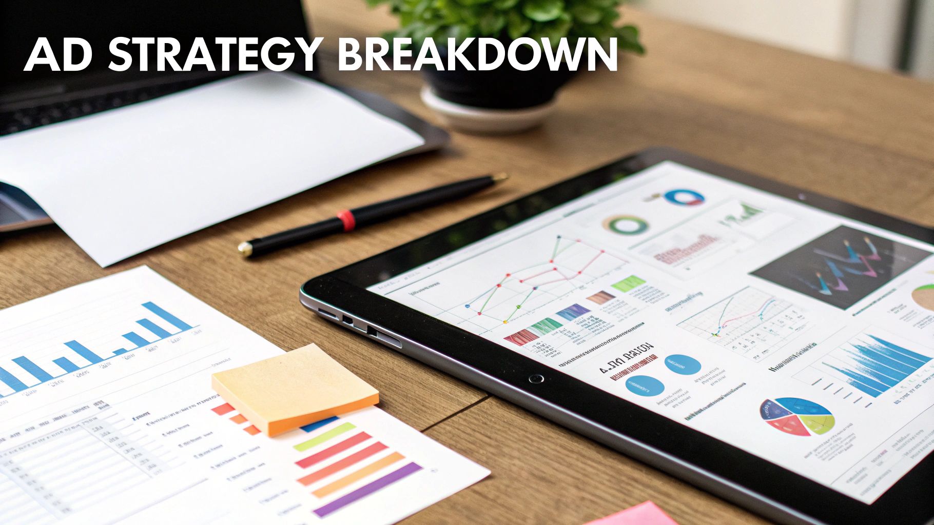 A dashboard showing competitor advertising research data and charts.