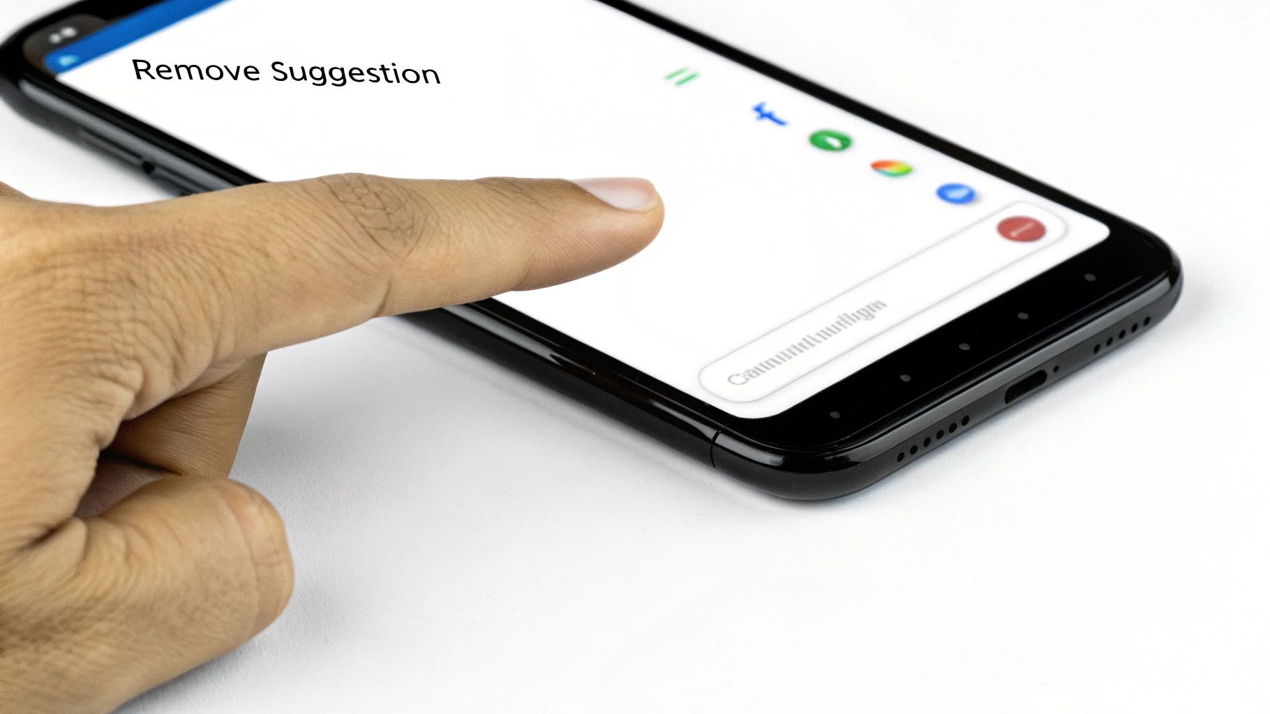 A person using a laptop to delete search suggestions