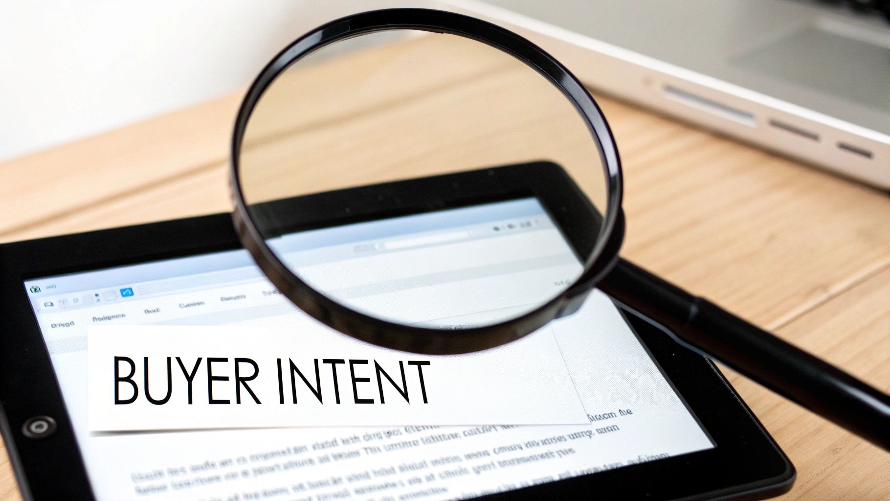 People collaborating on finding high-intent keywords