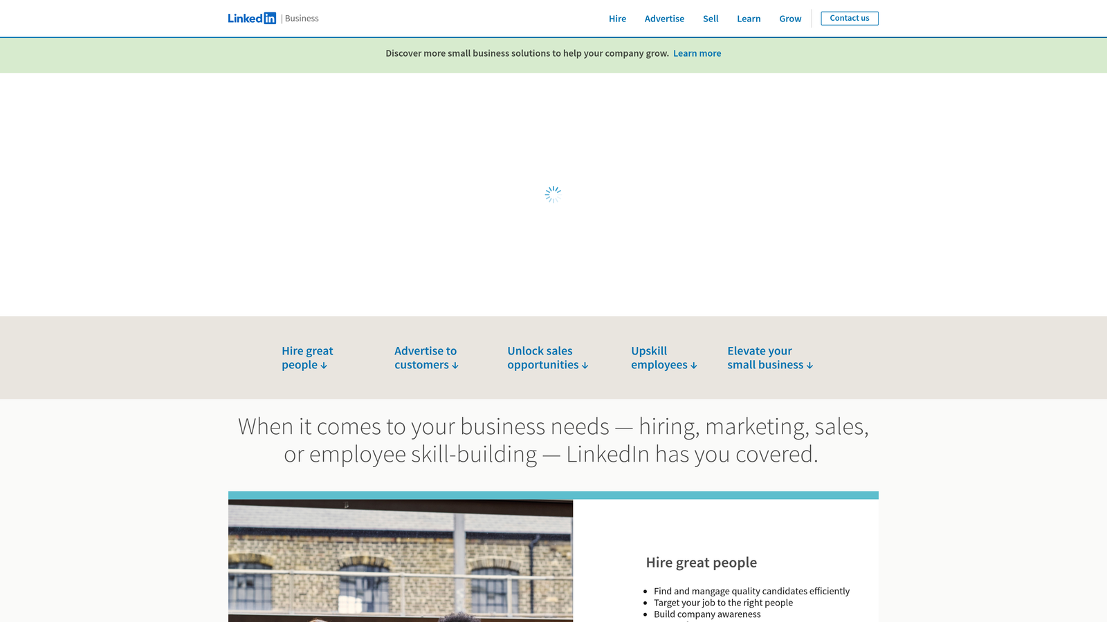 Screenshot of LinkedIn Campaign Manager website homepage
