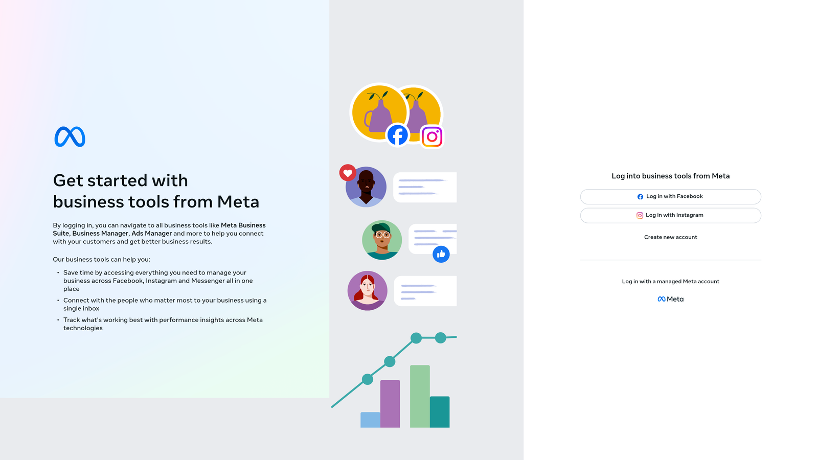 Screenshot of Facebook Ads Manager website homepage