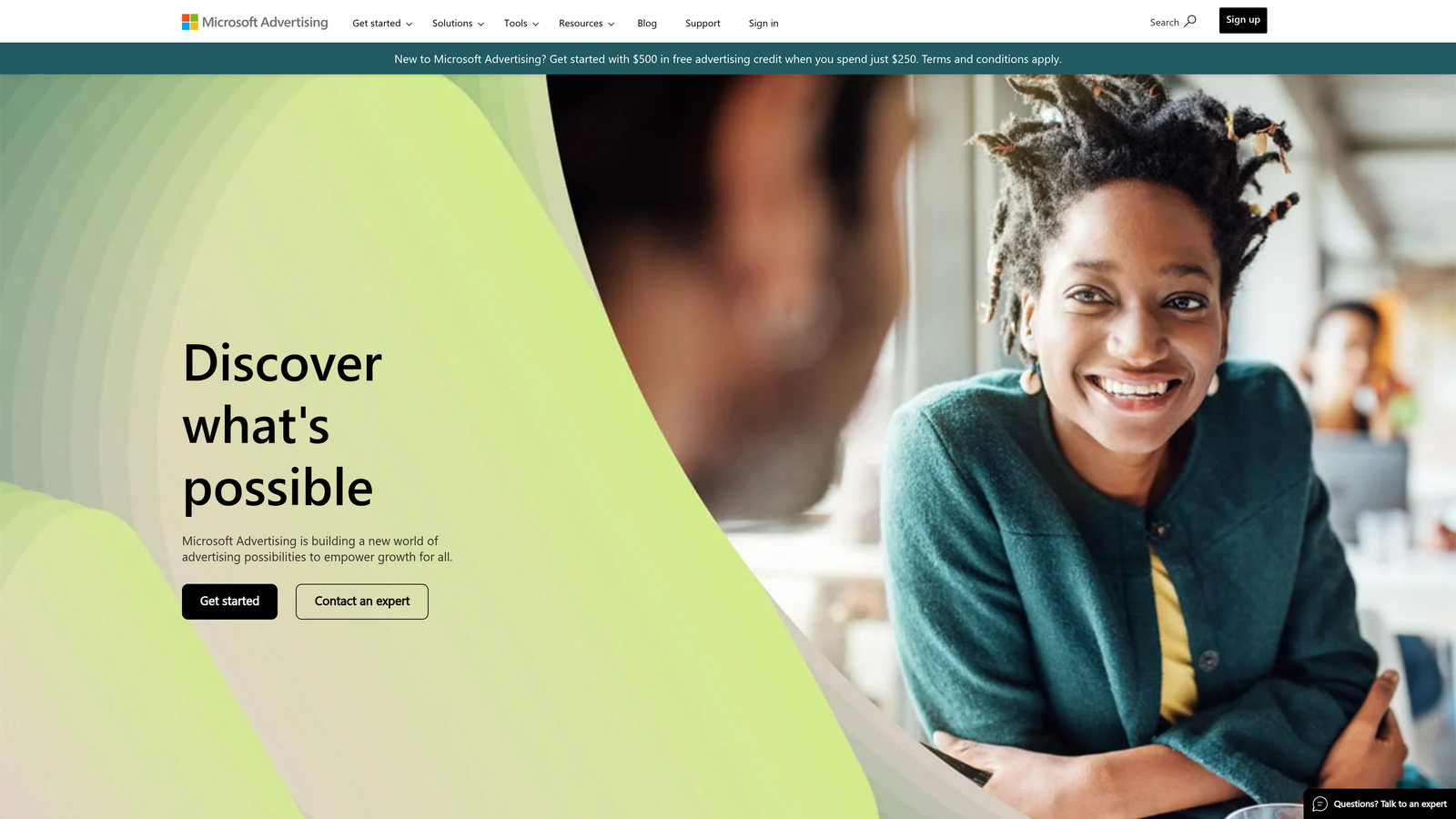 Screenshot of Microsoft Advertising Intelligence website homepage