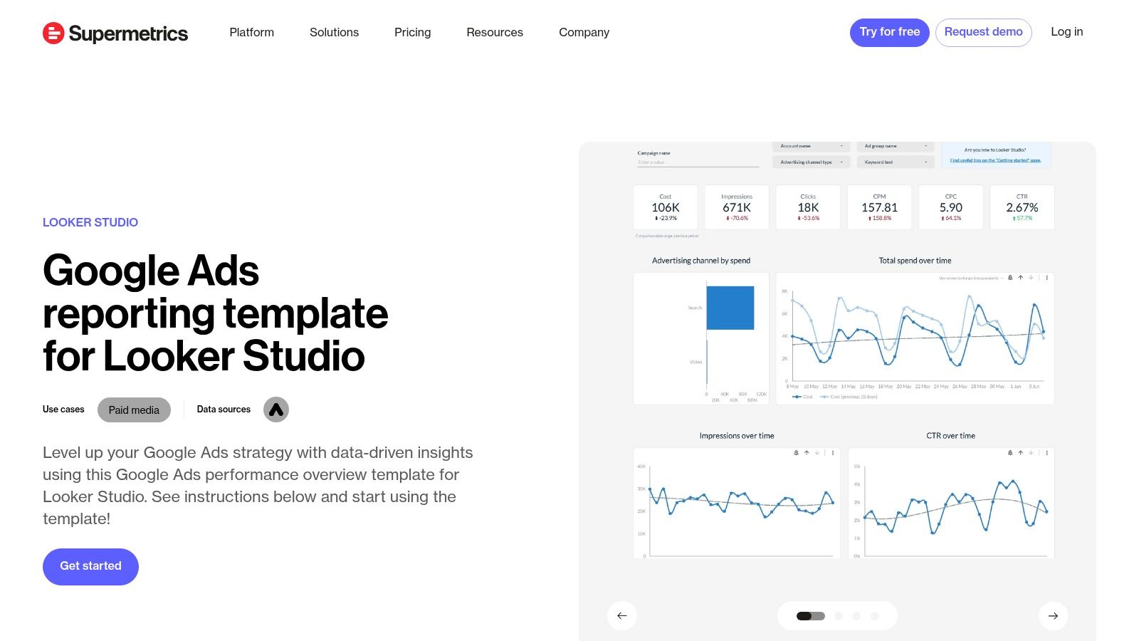 Supermetrics Template Gallery (Looker Studio Google Ads Template)