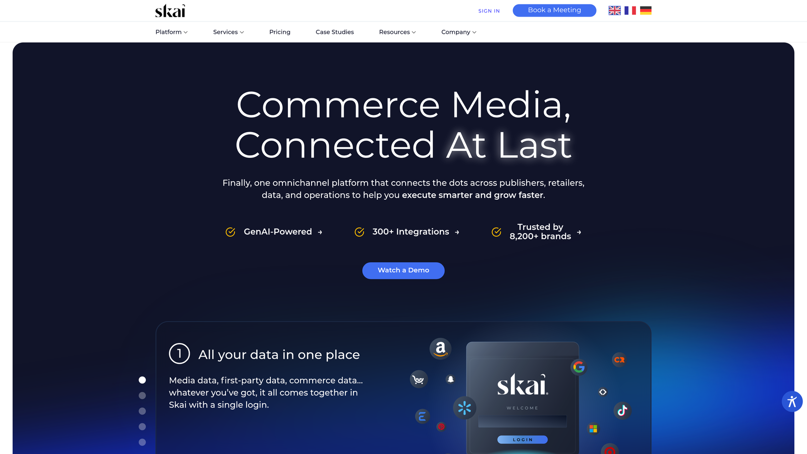 Screenshot of Skai website homepage