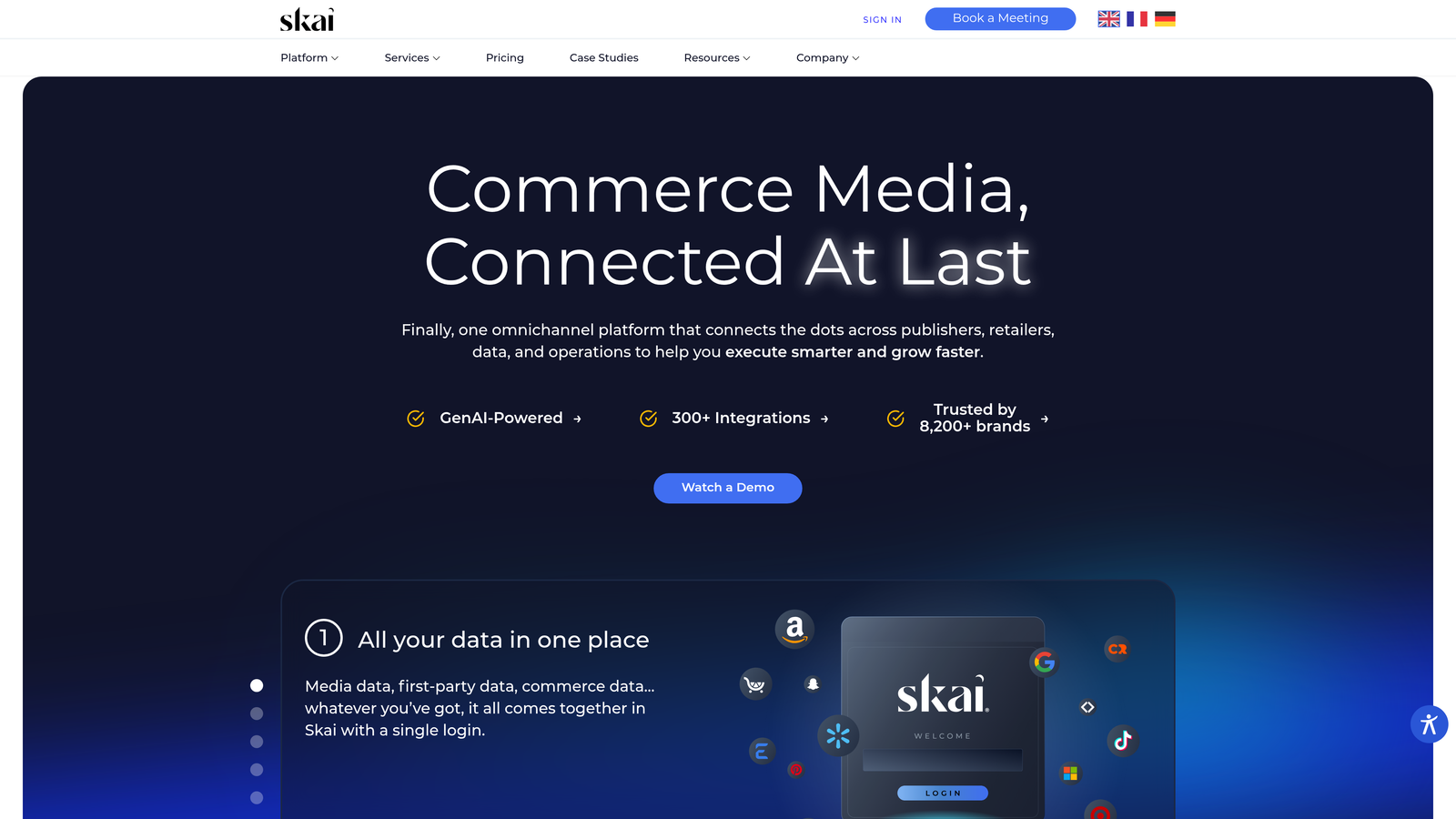 Screenshot of Skai website homepage