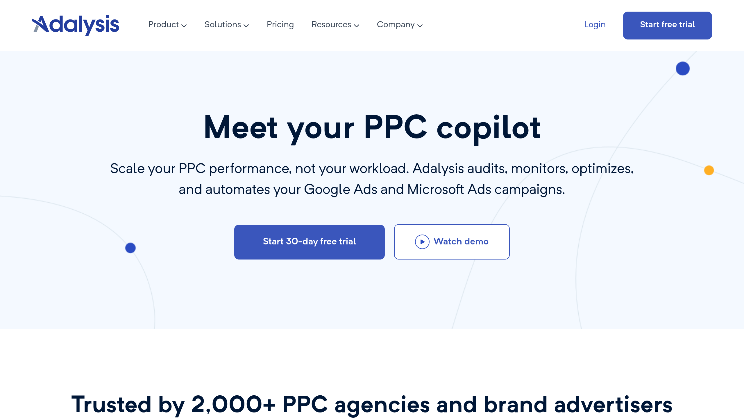 Screenshot of Adalysis website homepage