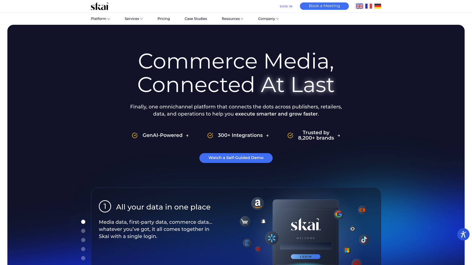 Screenshot of Skai website homepage