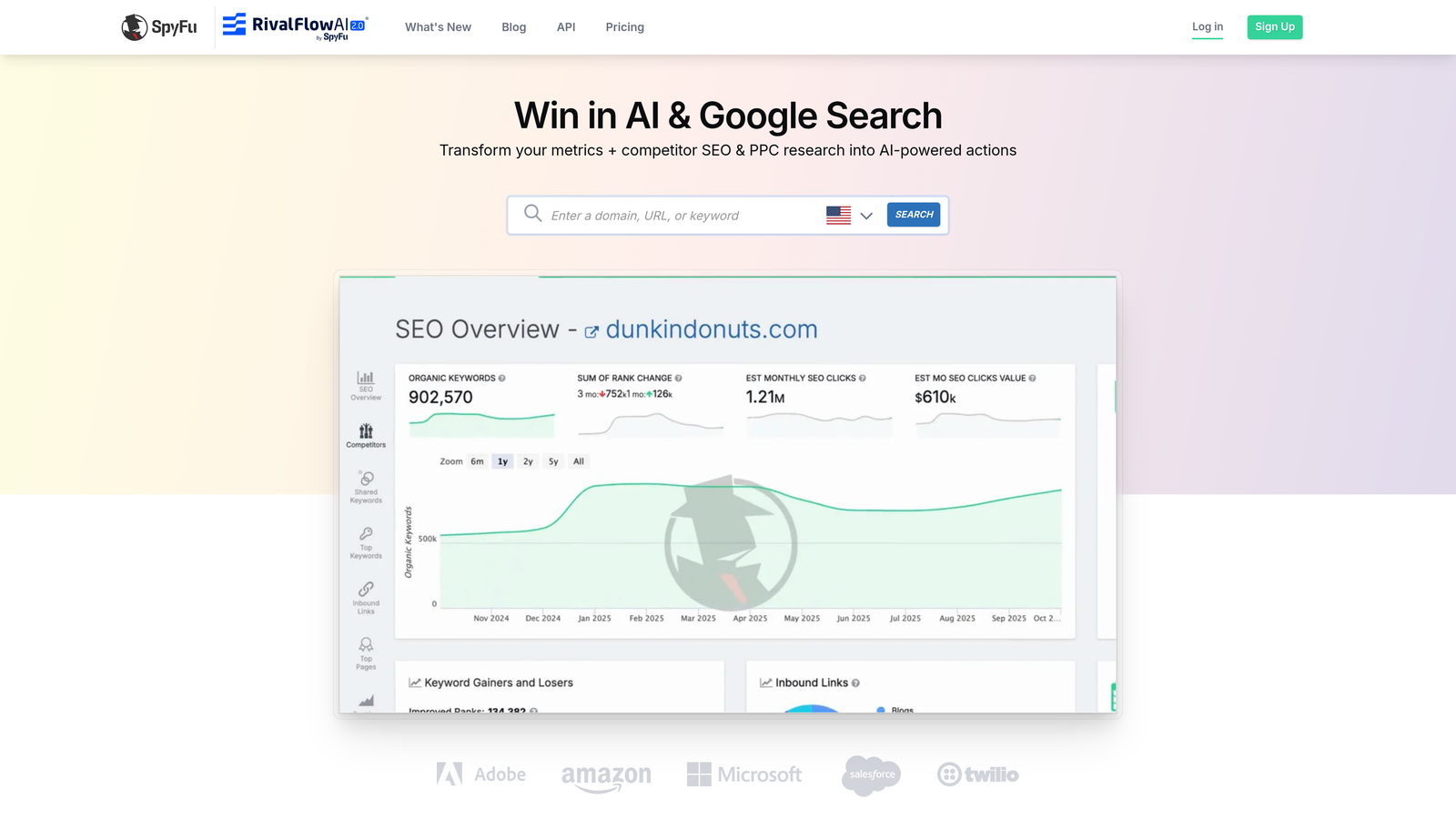 Screenshot of SpyFu website