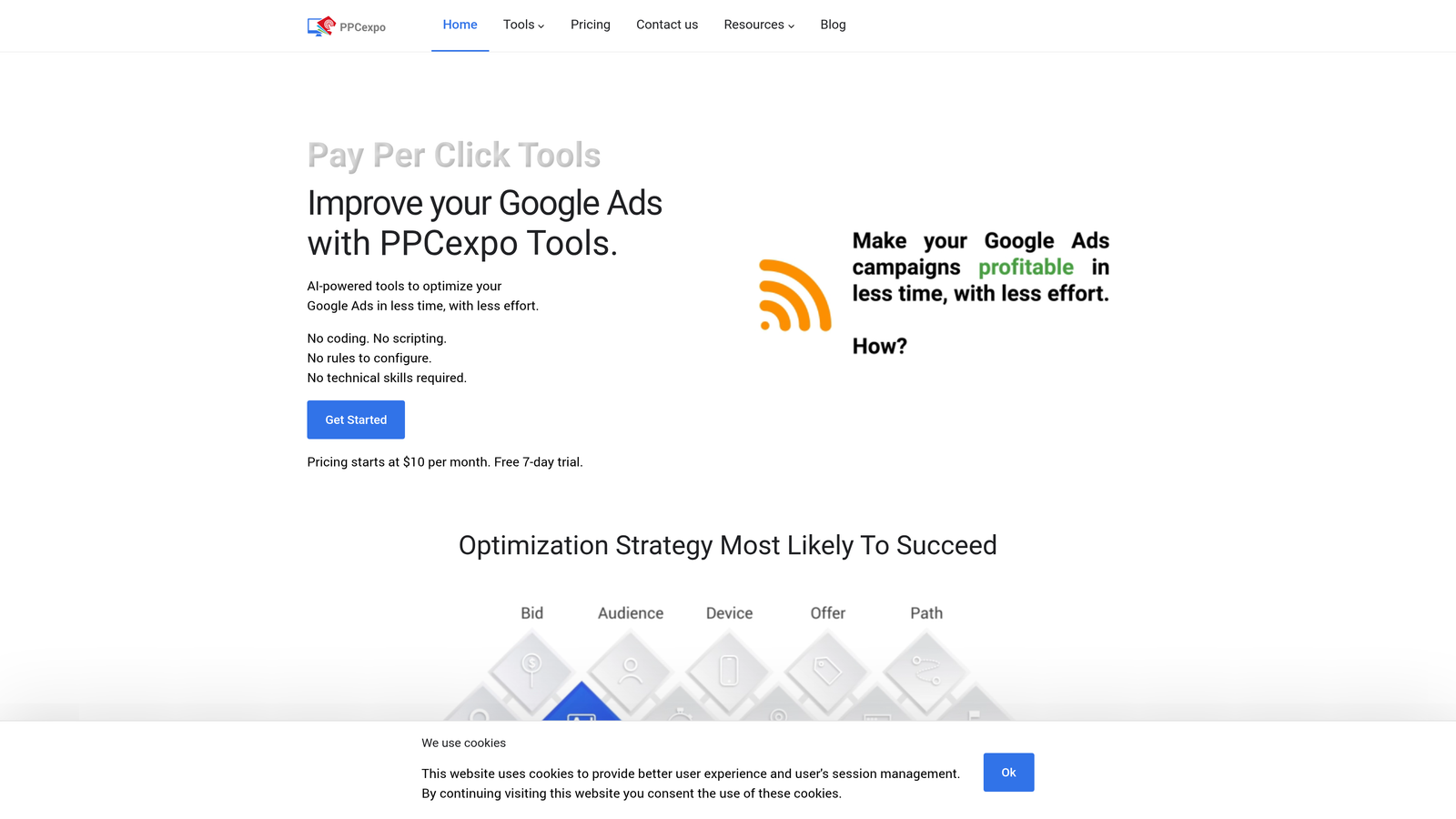 Screenshot of PPCexpo Keyword Planner website