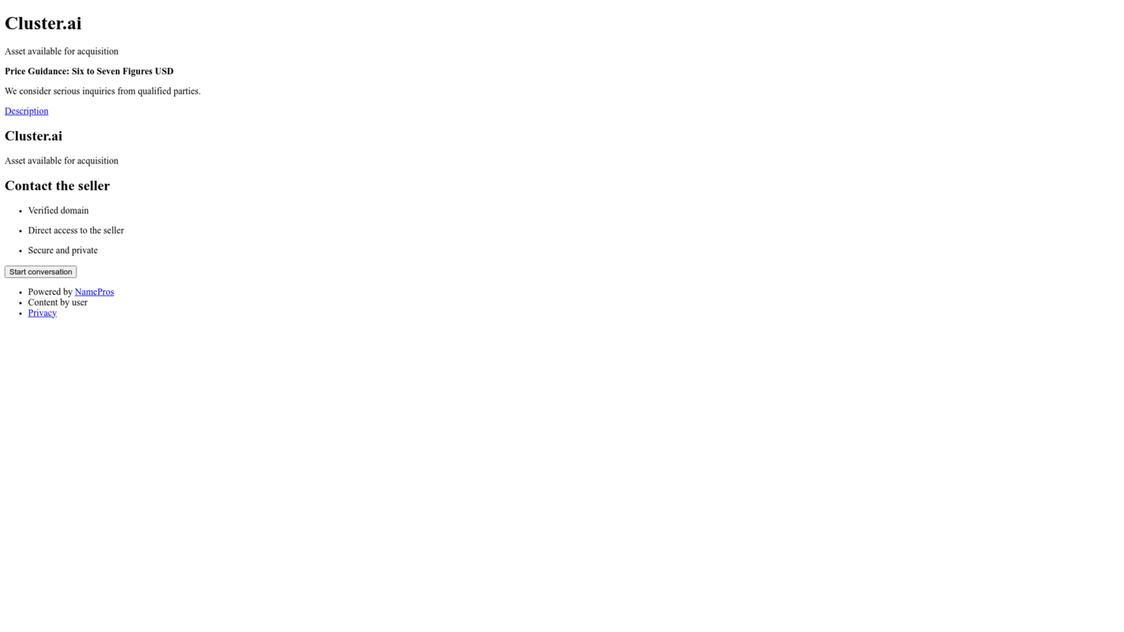 Screenshot of Cluster AI website