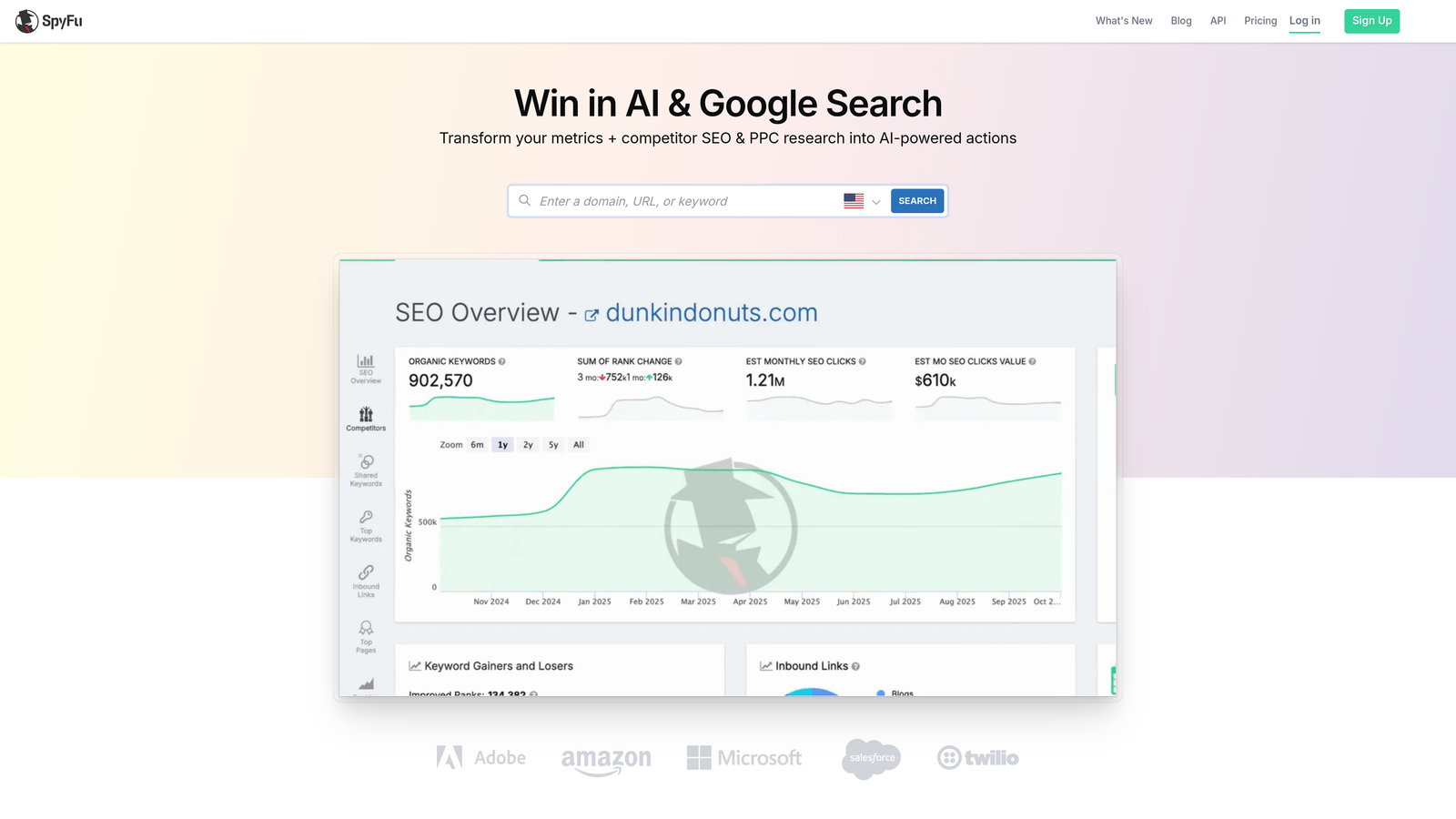 Screenshot of SpyFu website