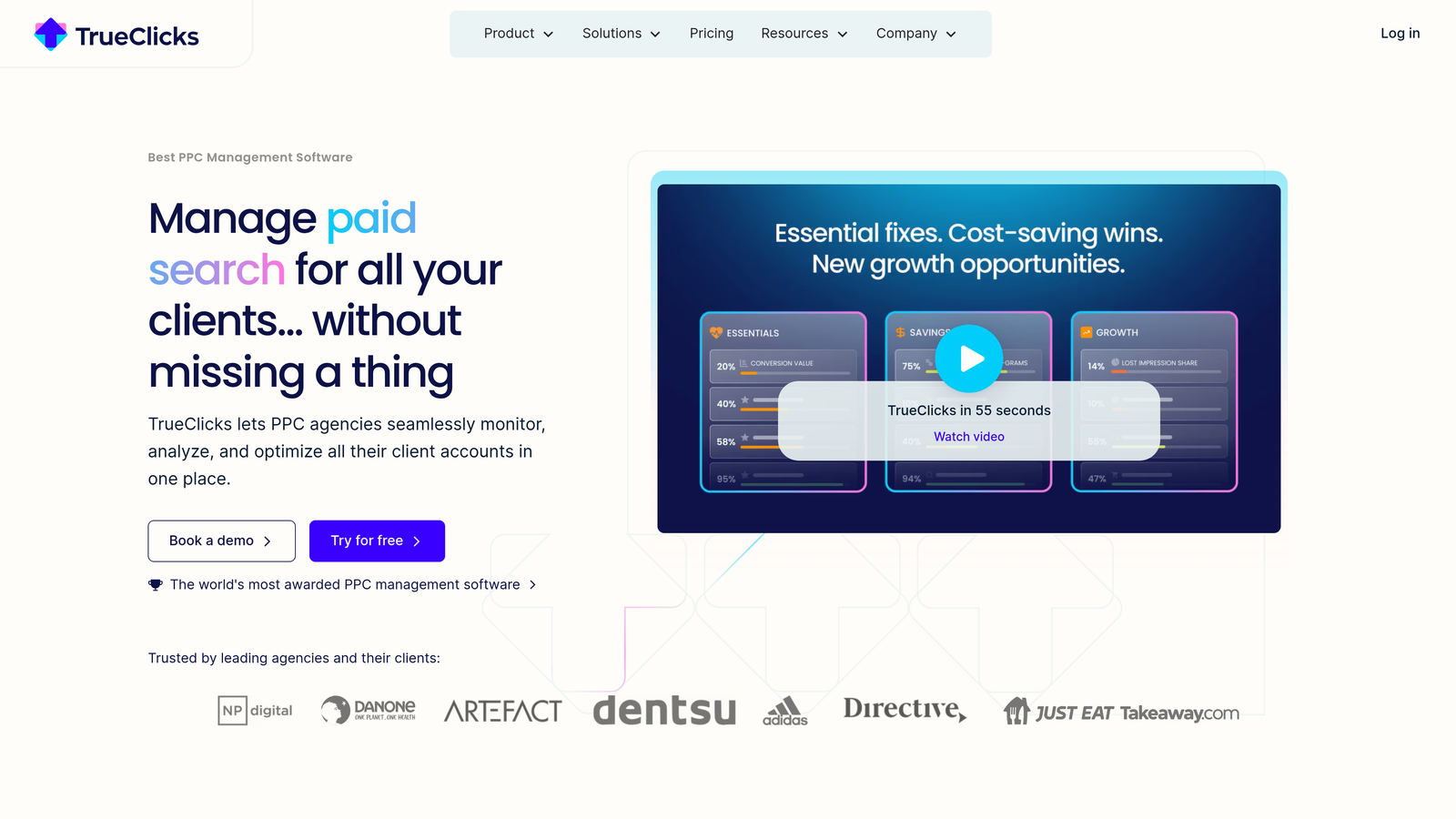 Screenshot of TrueClicks website