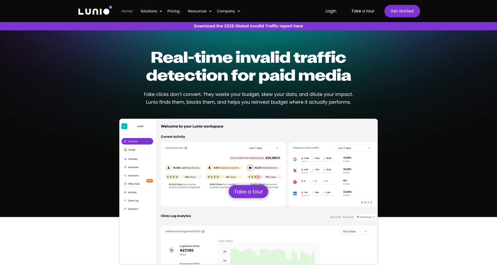 Screenshot of Lunio website