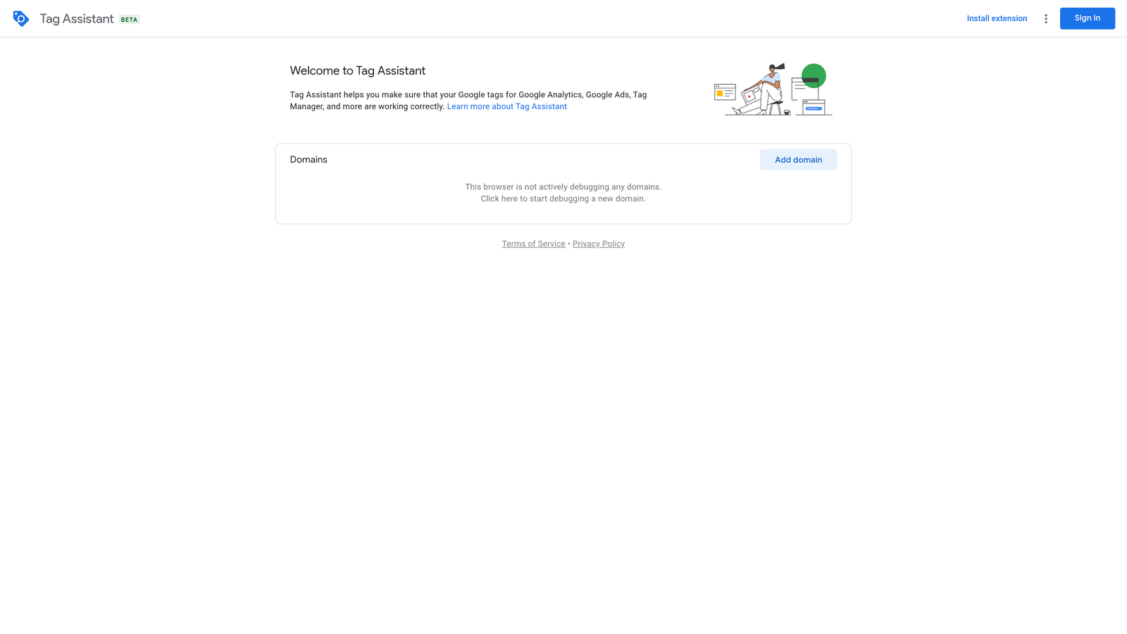 Screenshot of Google Tag Assistant website