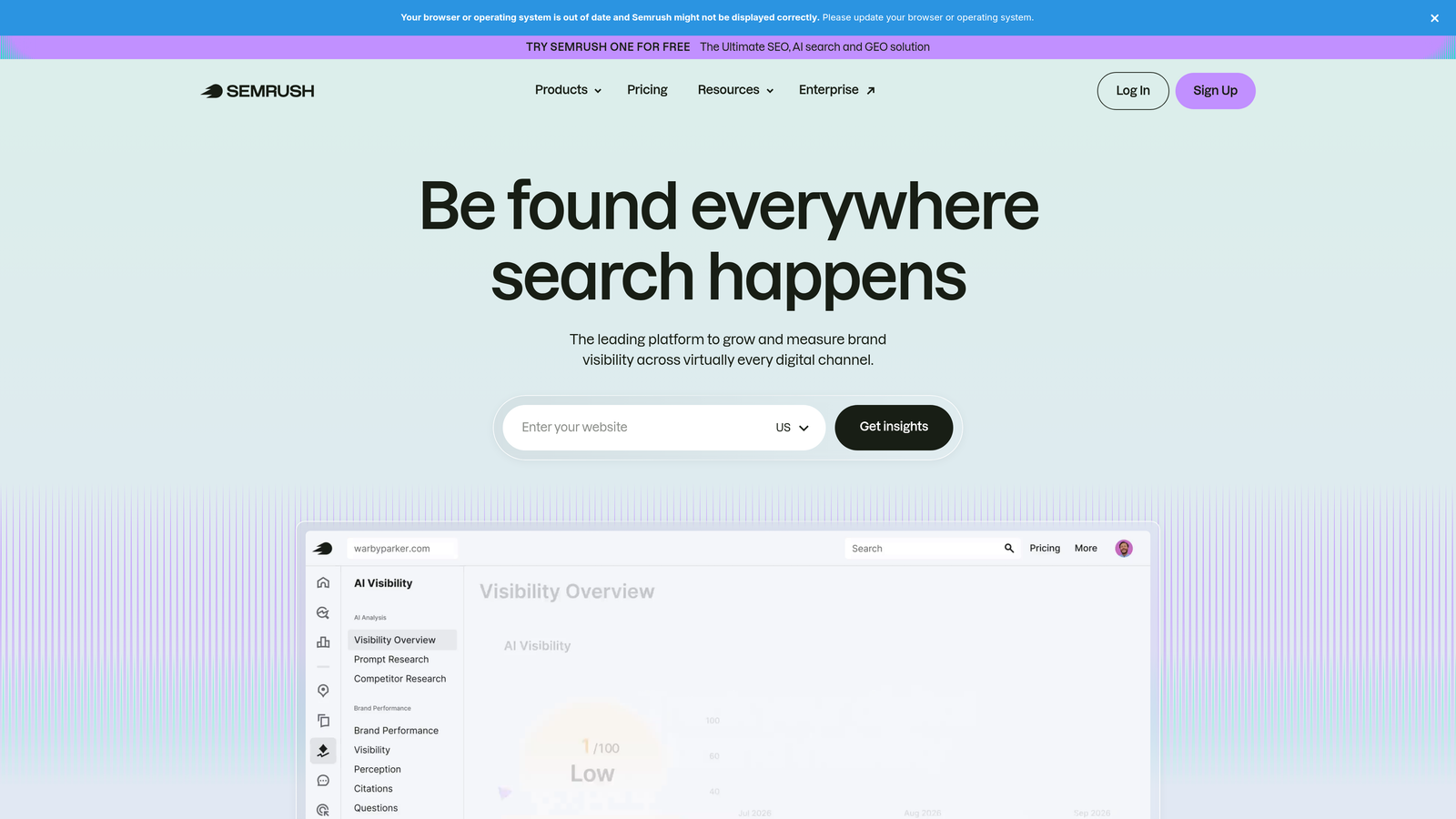 Screenshot of SEMrush Keyword Magic Tool website