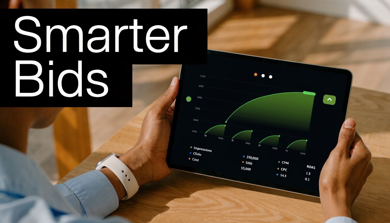 A person holding a tablet displaying a professional digital marketing analytics dashboard with performance graphs.