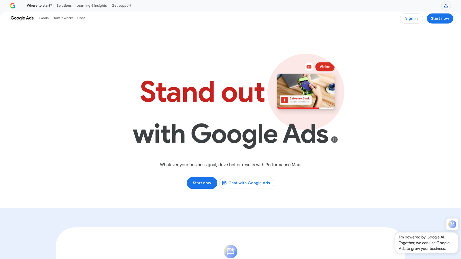 Screenshot of Google Ads Recommendations website