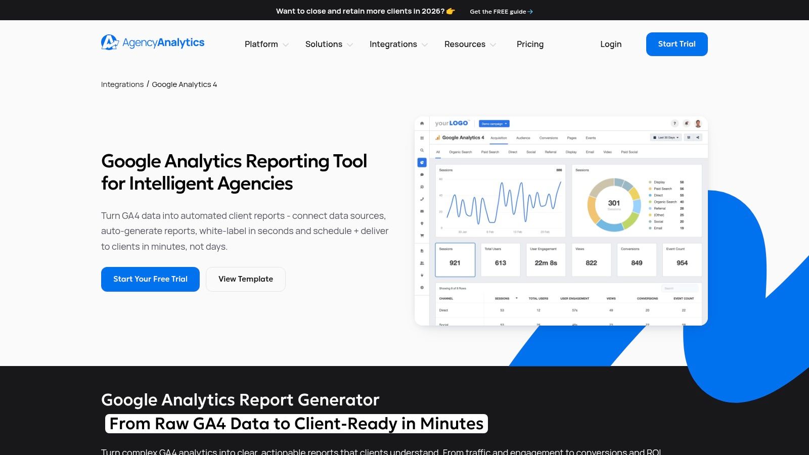 AgencyAnalytics – GA4 Reporting Templates