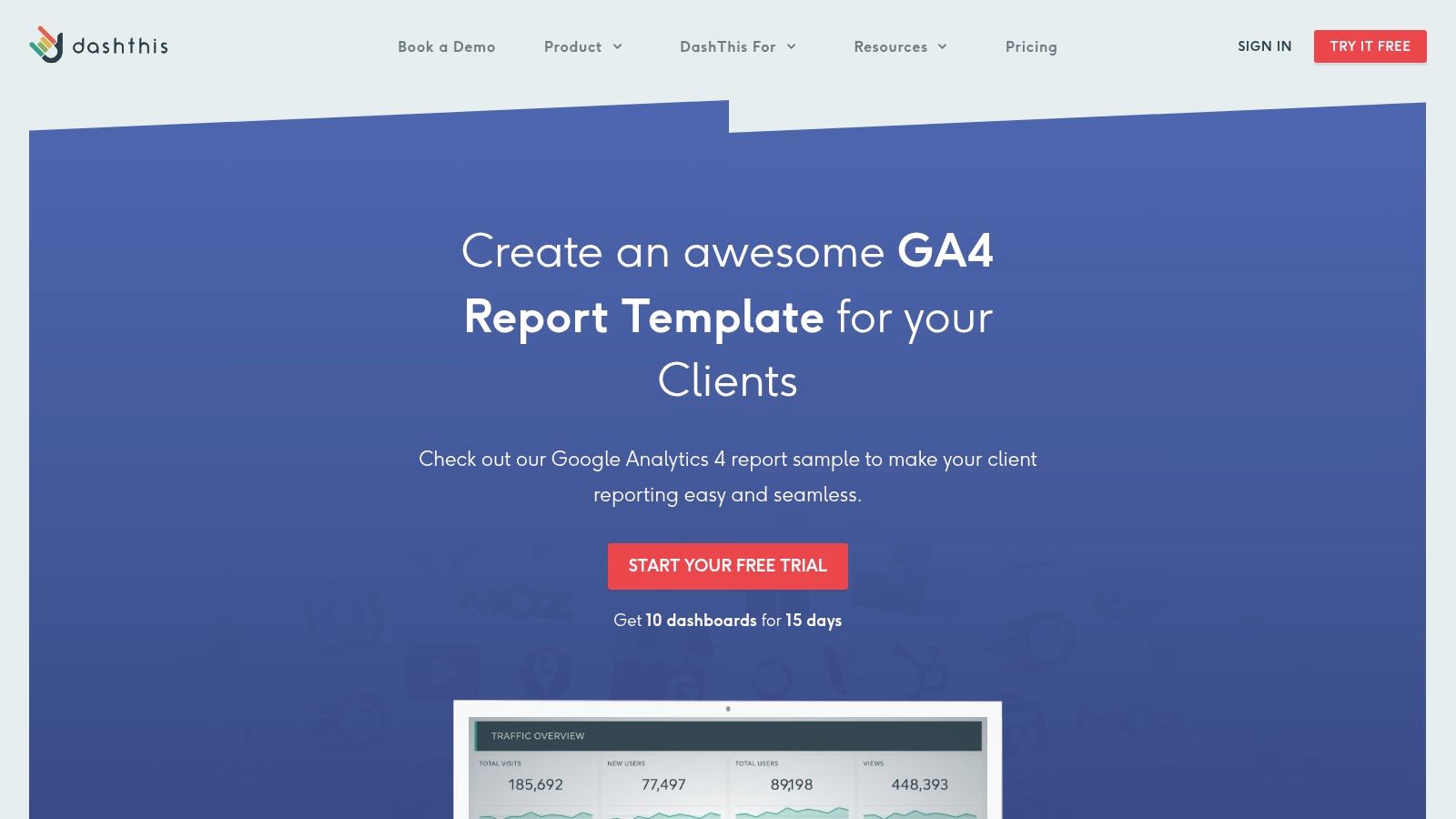 DashThis – GA4 Report Template