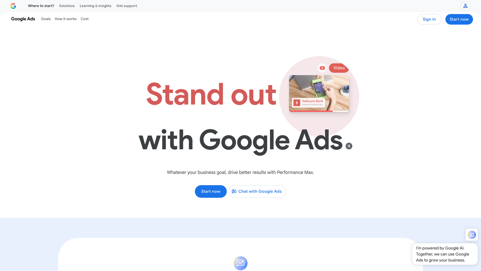 Screenshot of Google Ads Recommendations website