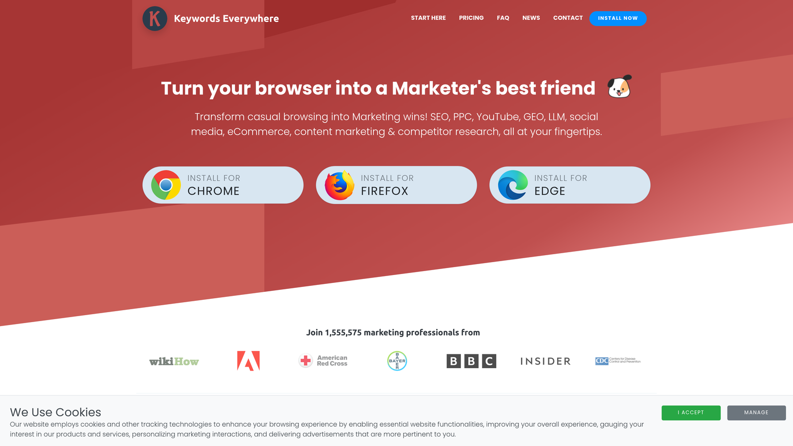 Screenshot of Keywords Everywhere website