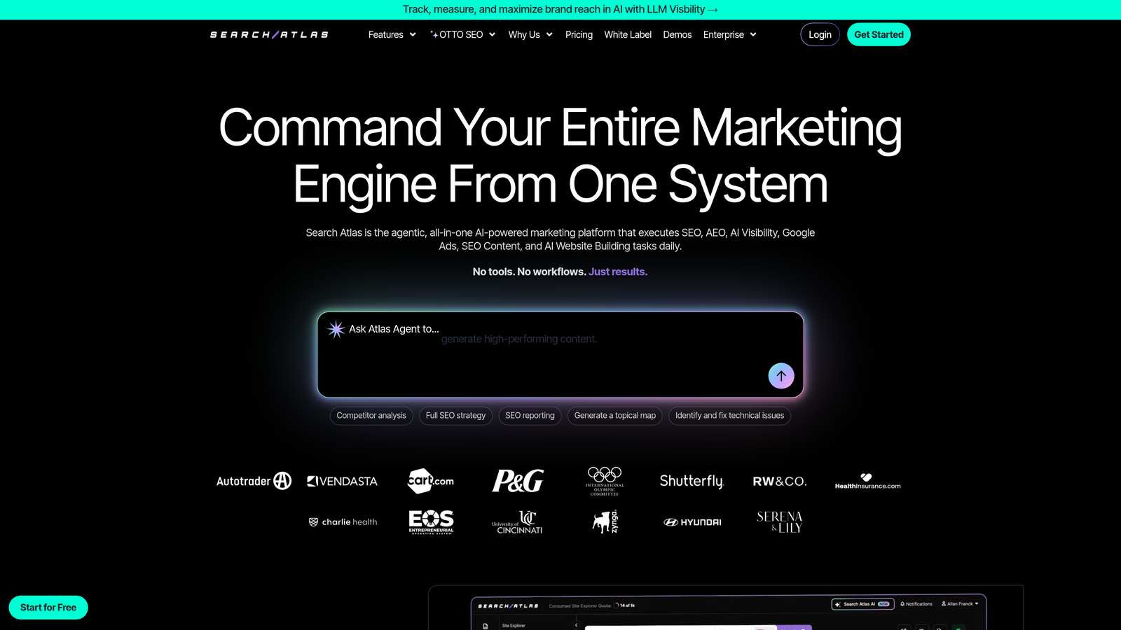Screenshot of Search Atlas website