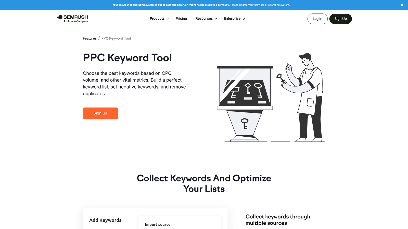 Screenshot of SEMrush PPC Toolkit website