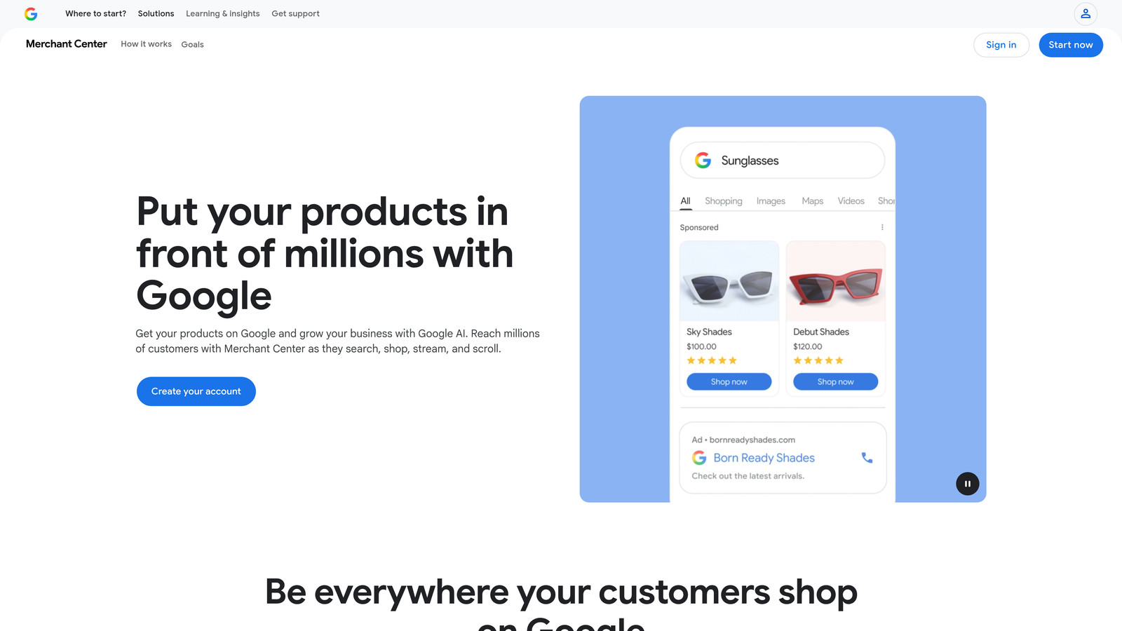 Screenshot of Google Merchant Center website