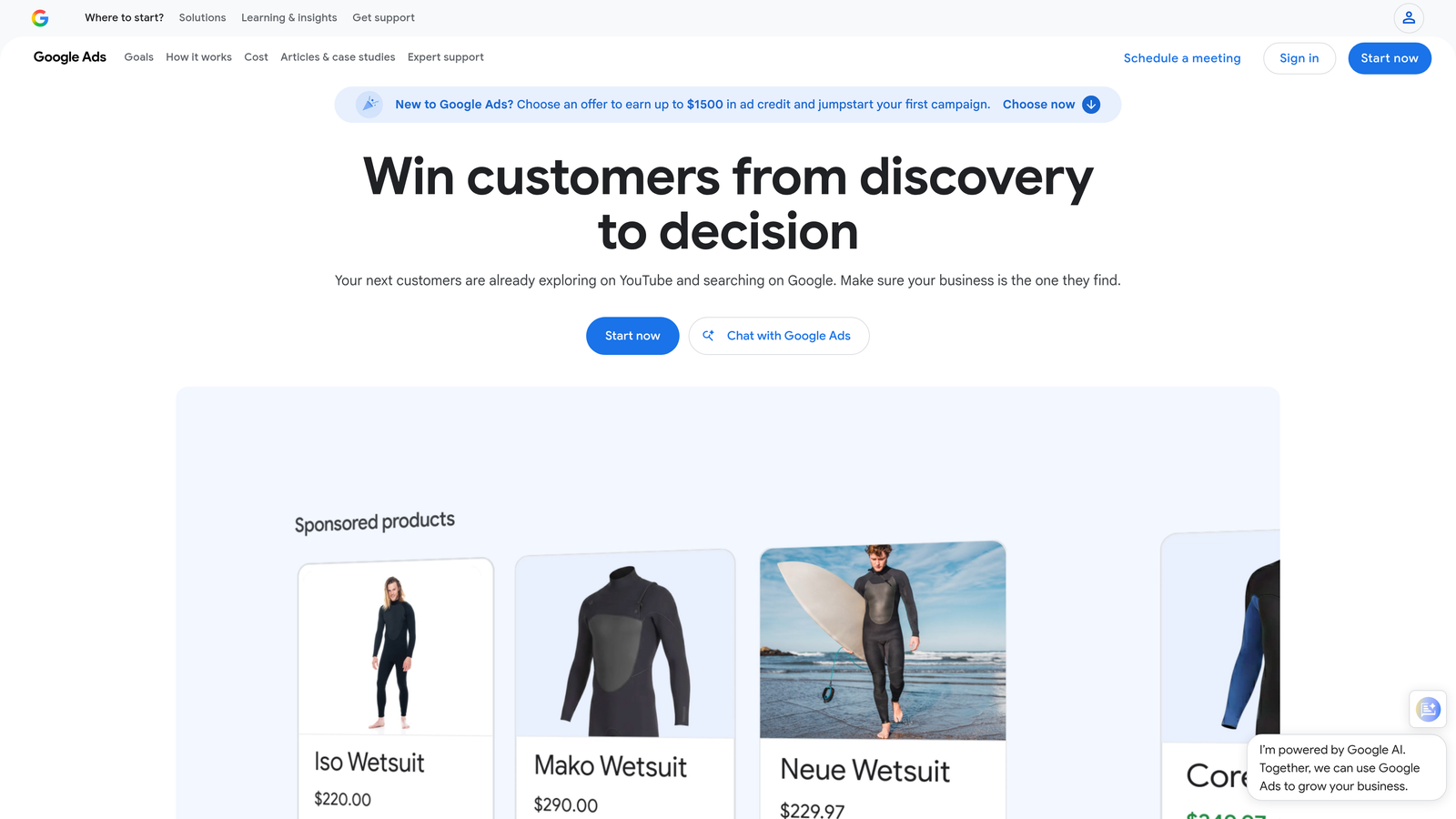 Screenshot of Google Ads Recommendations Tab website
