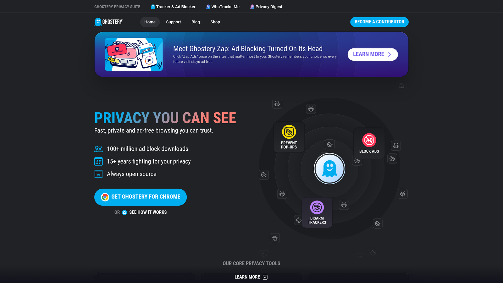 Screenshot of Ghostery website