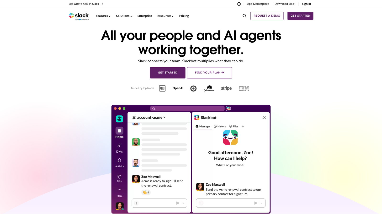 Screenshot of Slack website