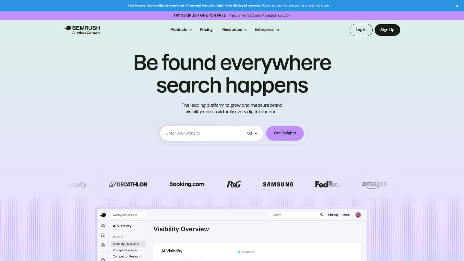 Screenshot of Semrush Advertising Toolkit website