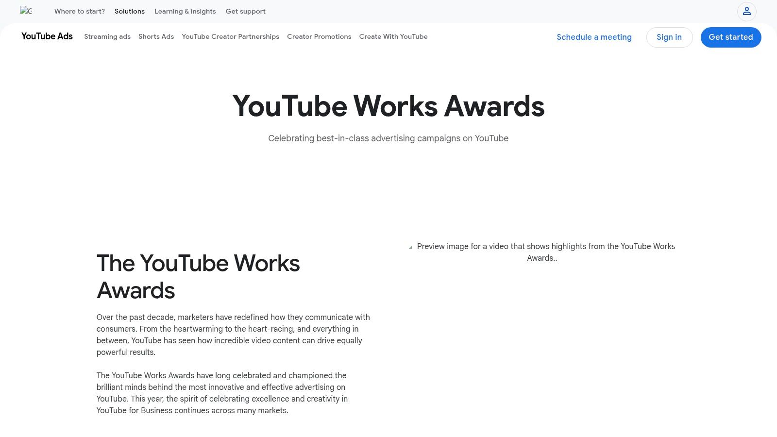 YouTube Works Awards (Google Ads Impact Awards transition)