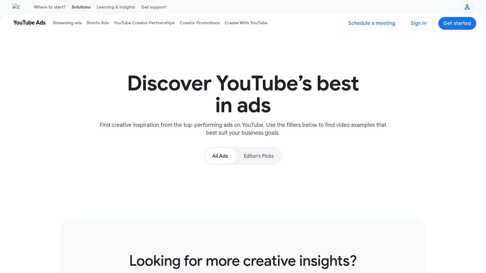 YouTube's Best in Ads (Google/YouTube gallery)