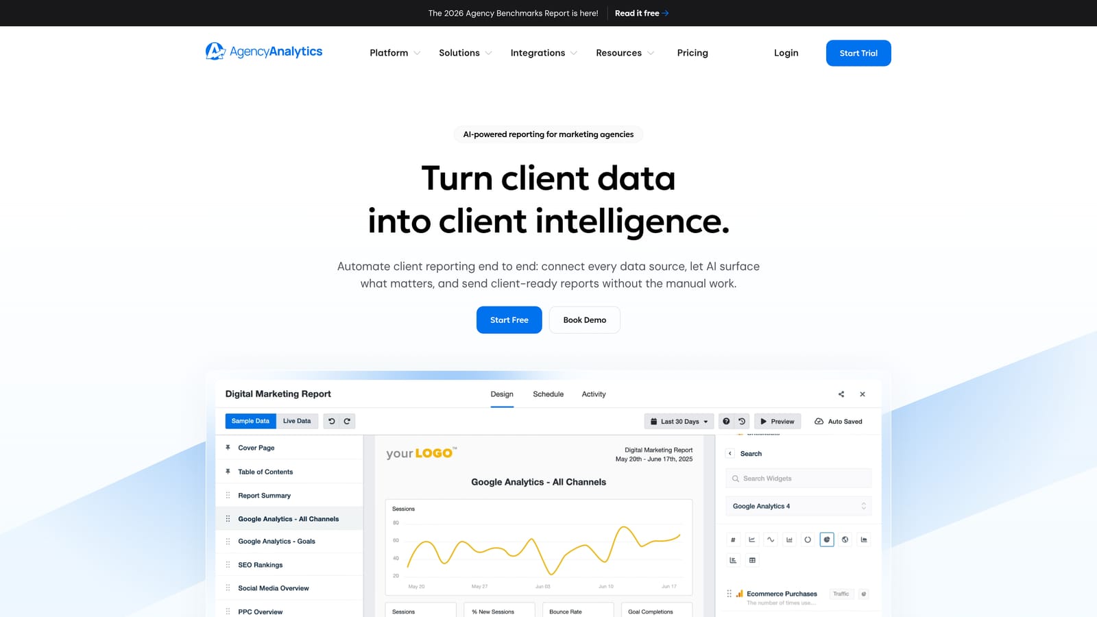 Screenshot of AgencyAnalytics website