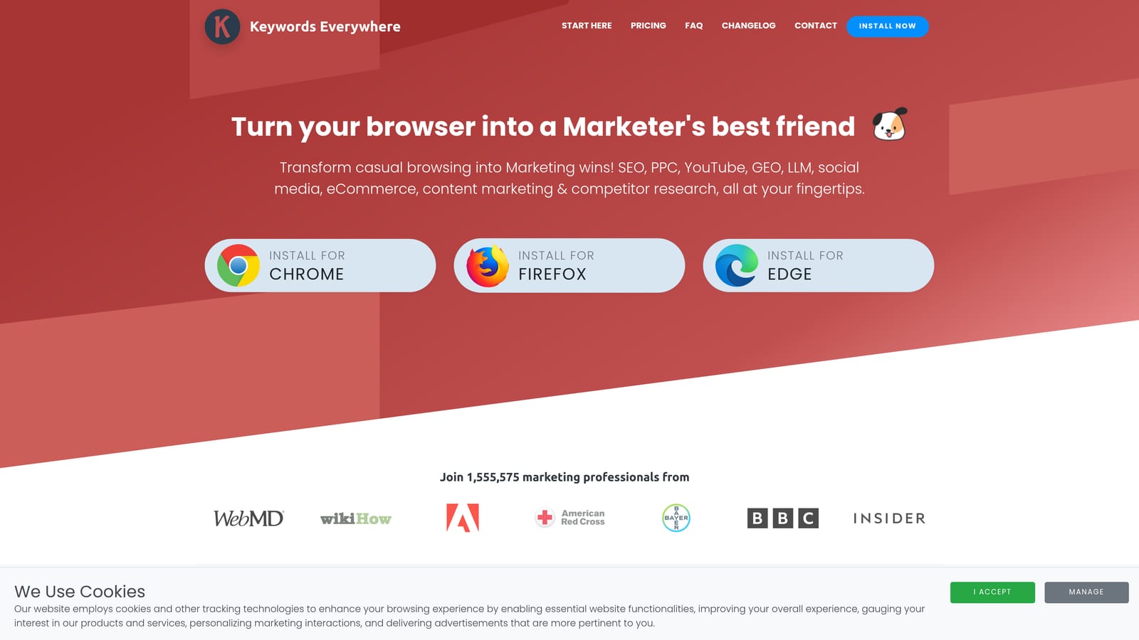 Screenshot of Keywords Everywhere website