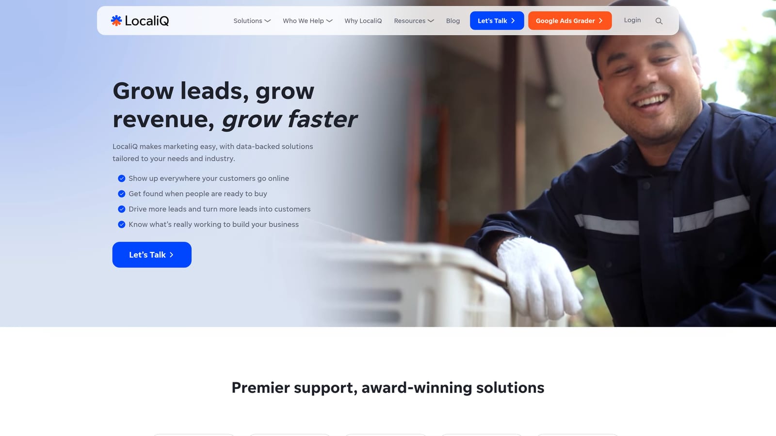 Screenshot of WordStream Advisor (LocaliQ) website