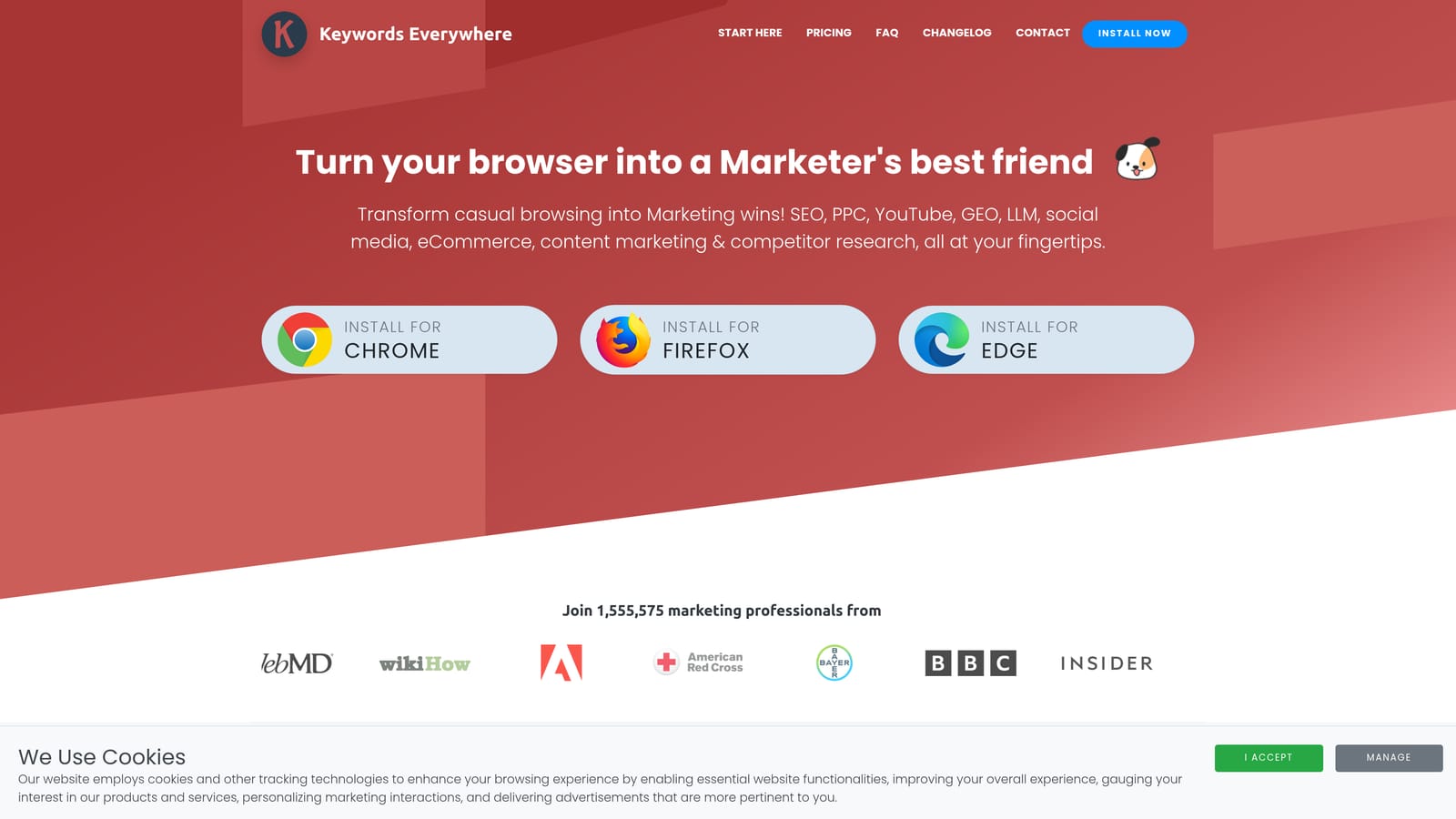 Screenshot of Keywords Everywhere website