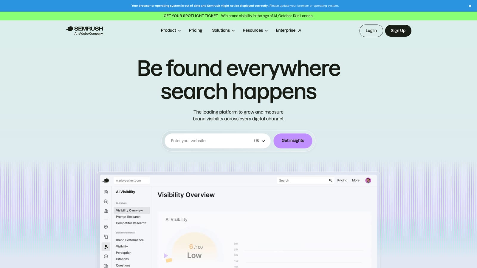 Screenshot of SEMrush Advertising Toolkit website