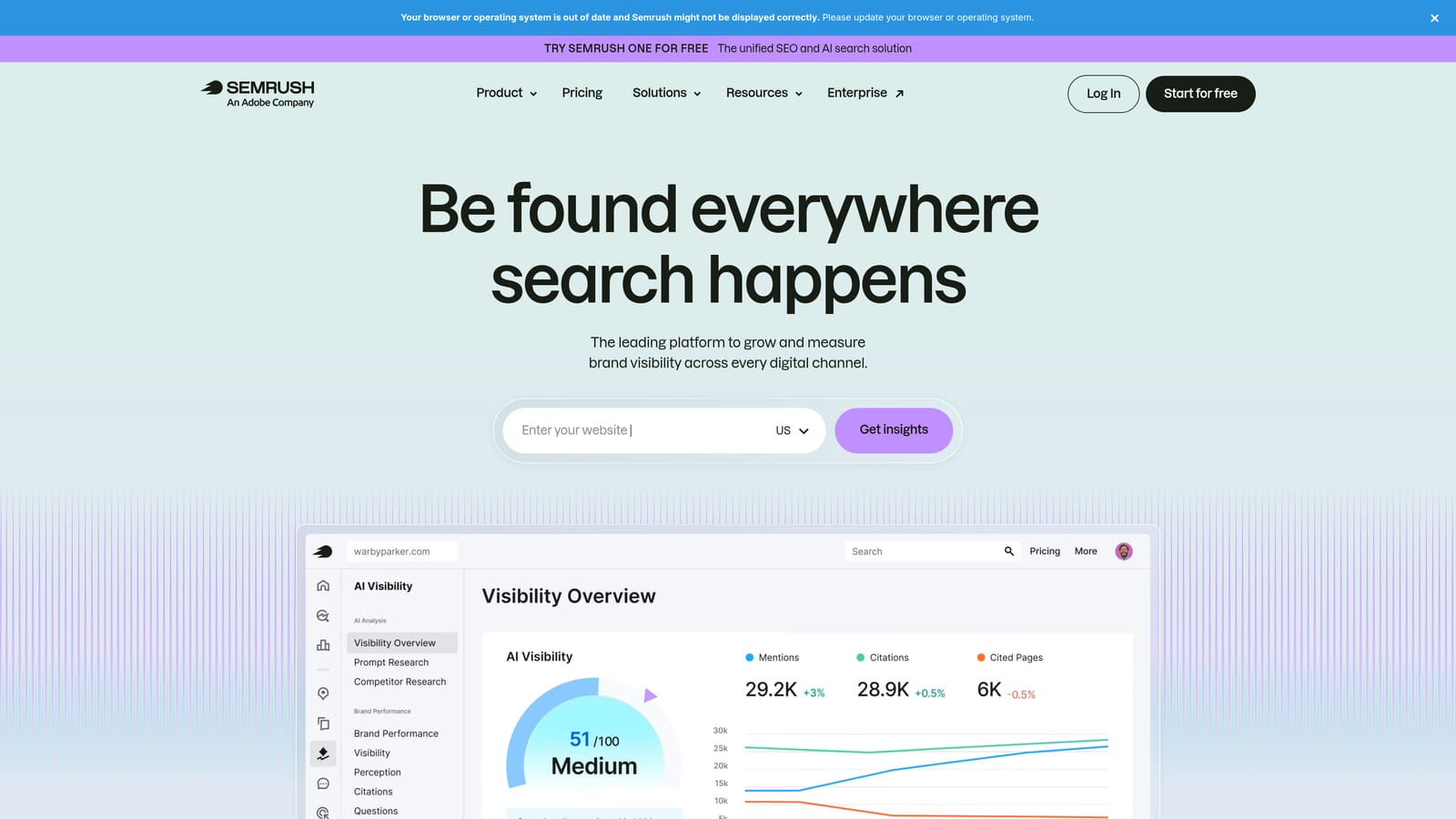 Screenshot of SEMrush PPC Keyword Tool website