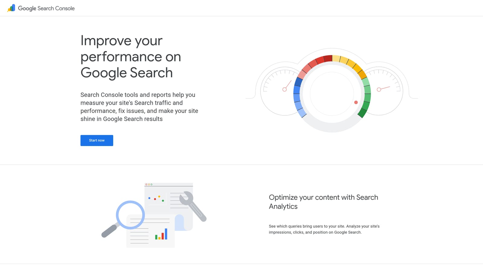 Screenshot of Google Search Console website