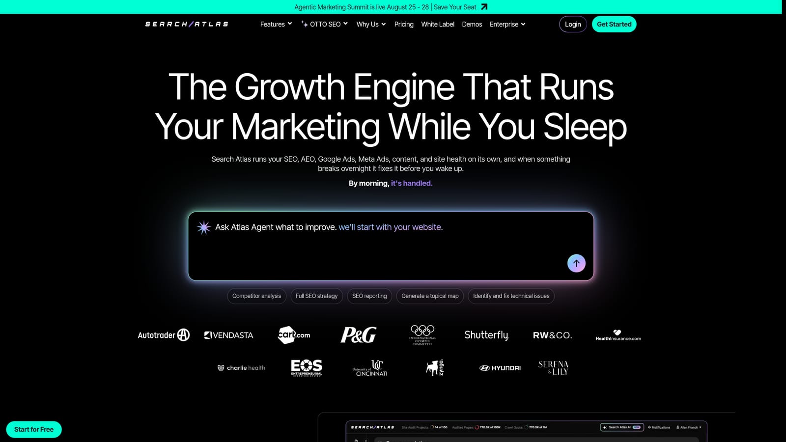 Screenshot of Search Atlas website