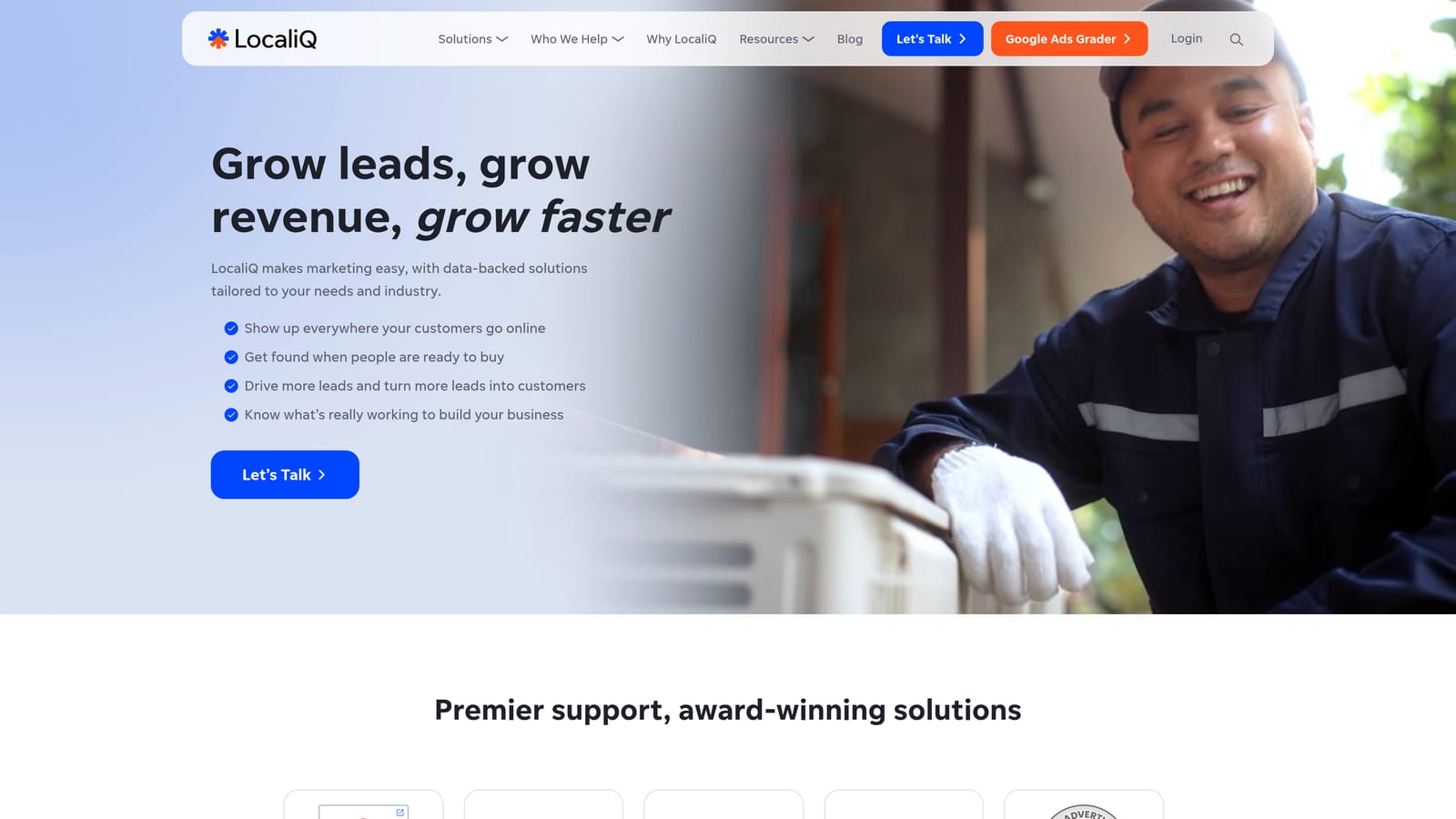 Screenshot of WordStream Advisor (LocaliQ) website